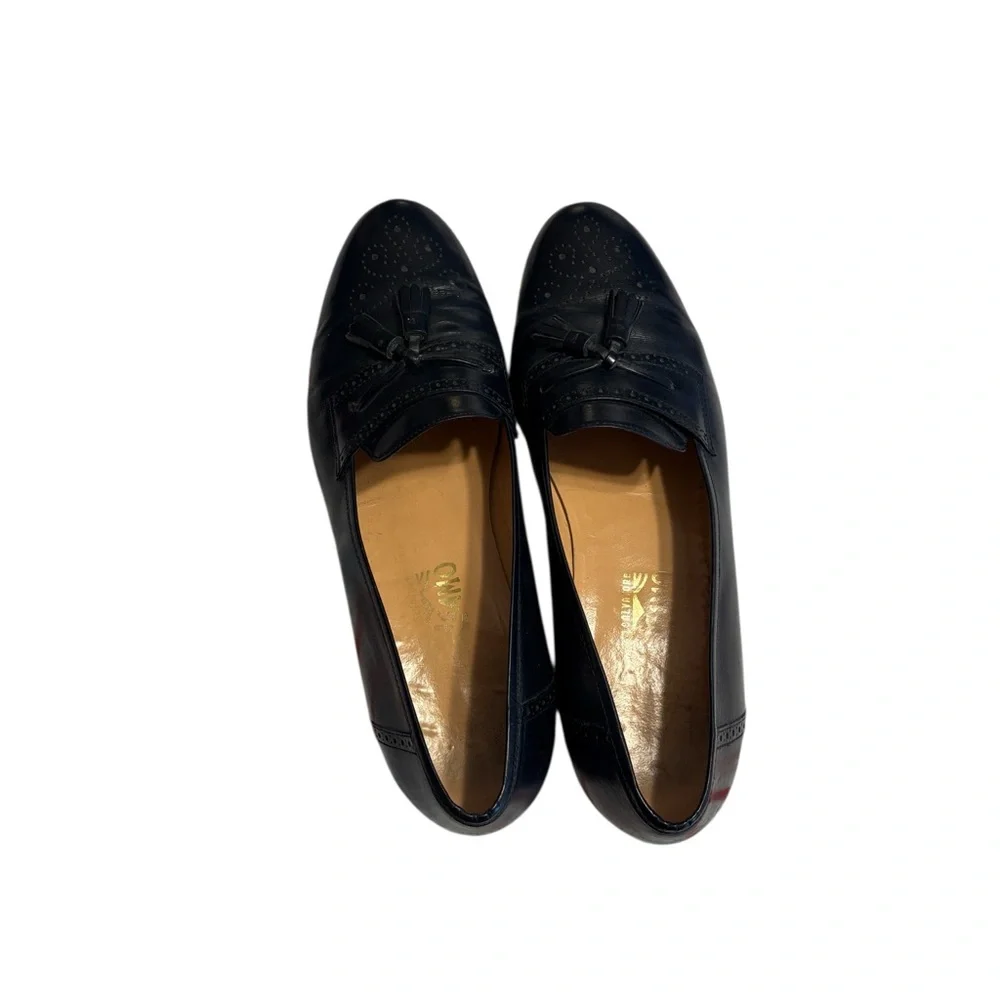 Salvatore Ferragamo Tassel Loafers Size 11.5D Black Leather